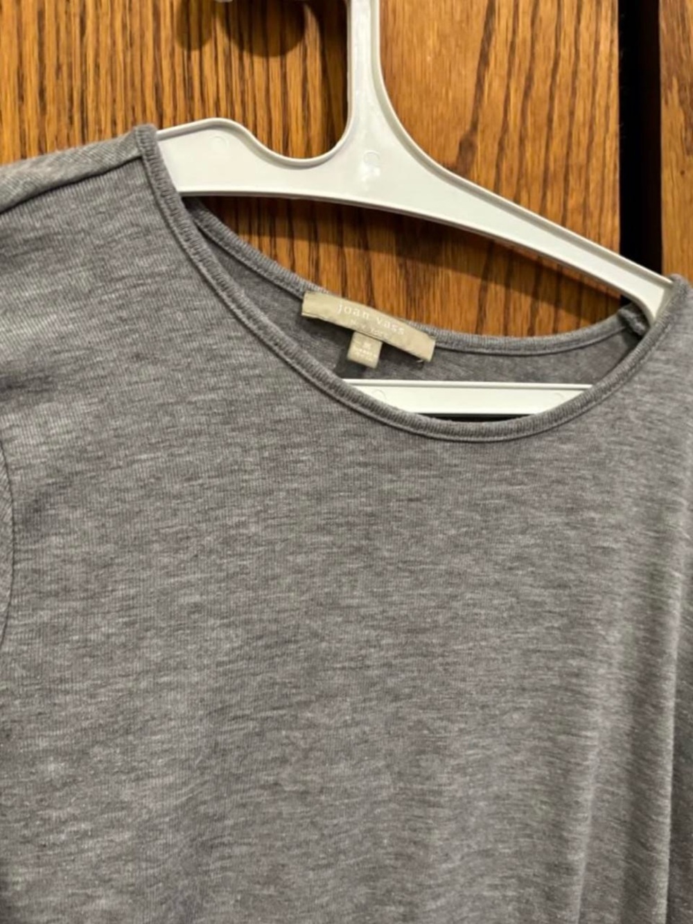 Joan Vass Gray Scoop Neck Tee